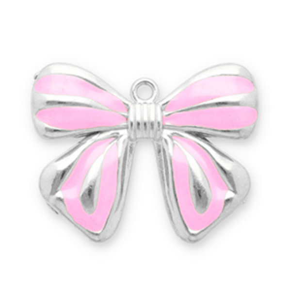 Charm argenté n°41 - noeud rose