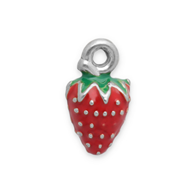 Charm argenté n°38 - fraise rouge