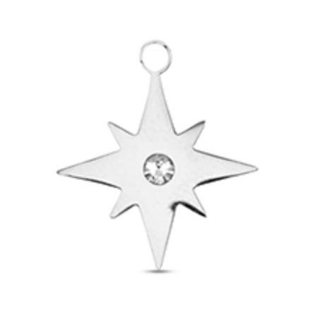 Charm argenté n°36 - étoile nord stras
