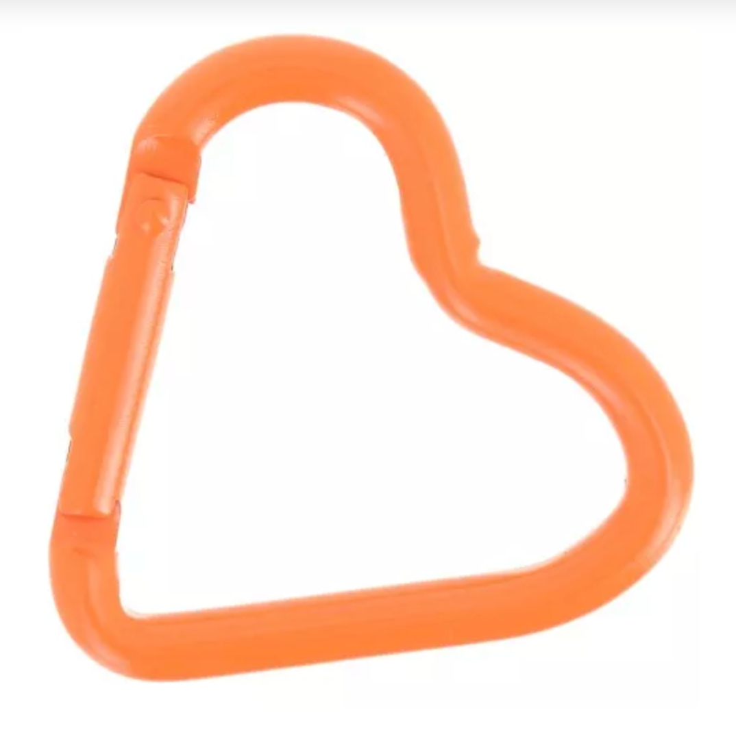 Mousqueton coeur orange fluo