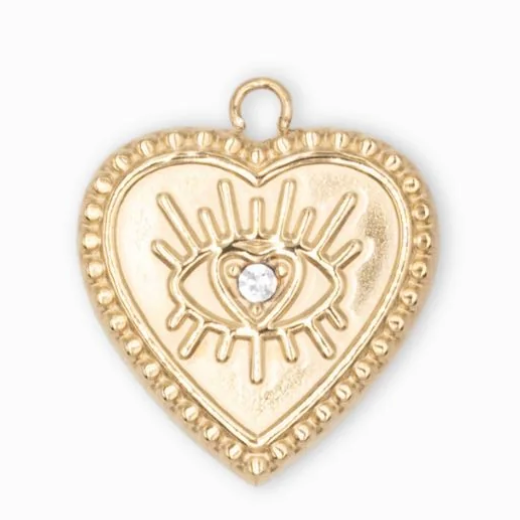 Charm n°77 - coeur doré avec oeil stras
