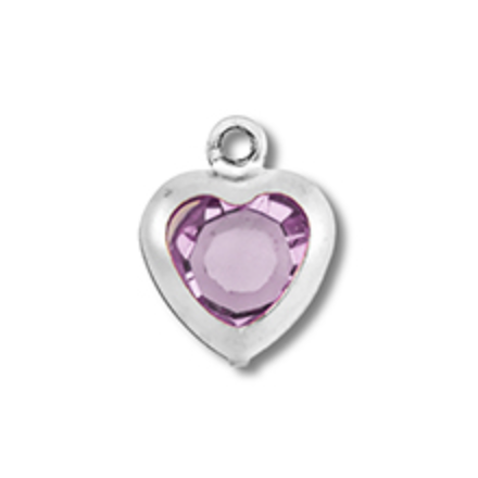 Charm argenté n°29 - petit coeur stras violet