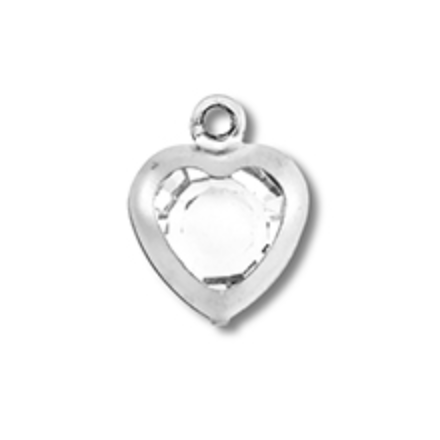 Charm argenté n°28 - petit coeur stras transparent