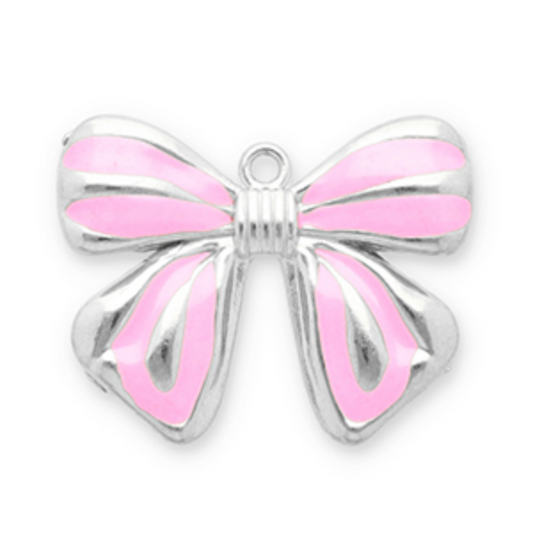 Charm argenté n°41 - noeud rose