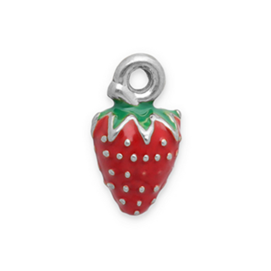 Charm argenté n°38 - fraise rouge