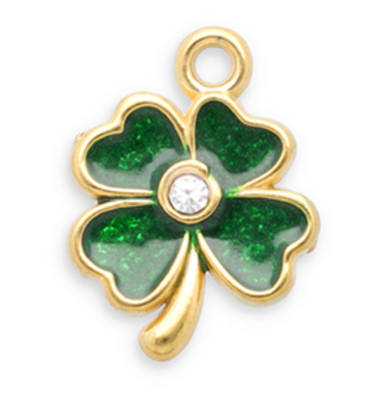 Charm n°15 - trèfle vert strass