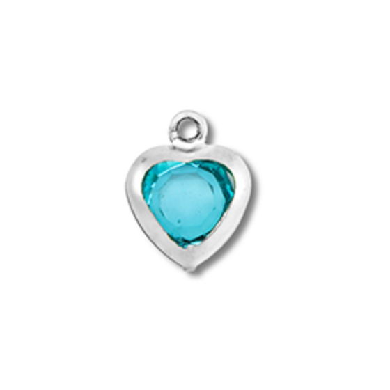 Charm argenté n°47 - petit coeur stras bleu