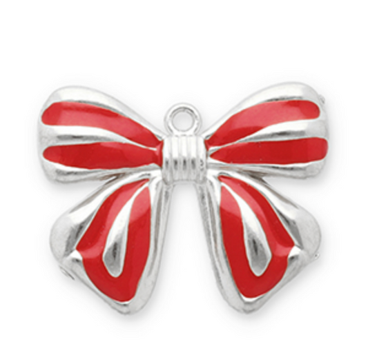 Charm argenté n°62 - noeud rouge