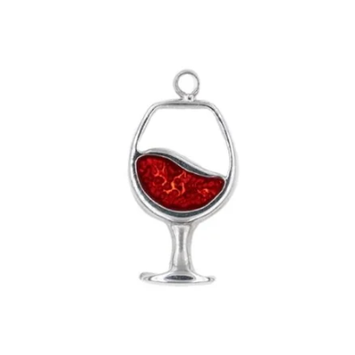 Charm argenté n°68 - verre de vin rouge