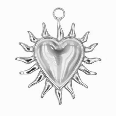 Charm argenté n°15 : gros coeur soleil