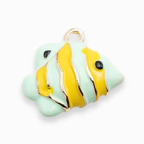 Breloque de sac n° B51 - poisson bleu et jaune